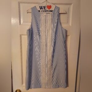 Ladies summer seersucker blue dress size 10, London Times